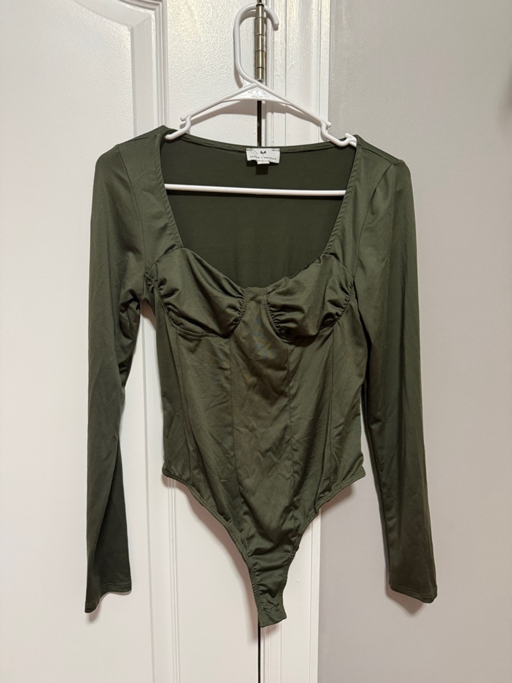 Kenzie Olive Scoop Neck Long Sleeve Bodysuit